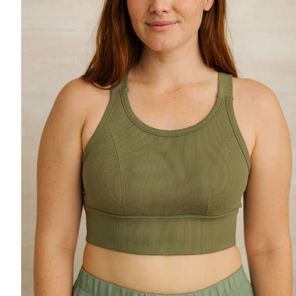 Aerie Real Me Most Support Sports Bra Olive Green Sweat Wicking Medium Impact - Picture 1 of 5